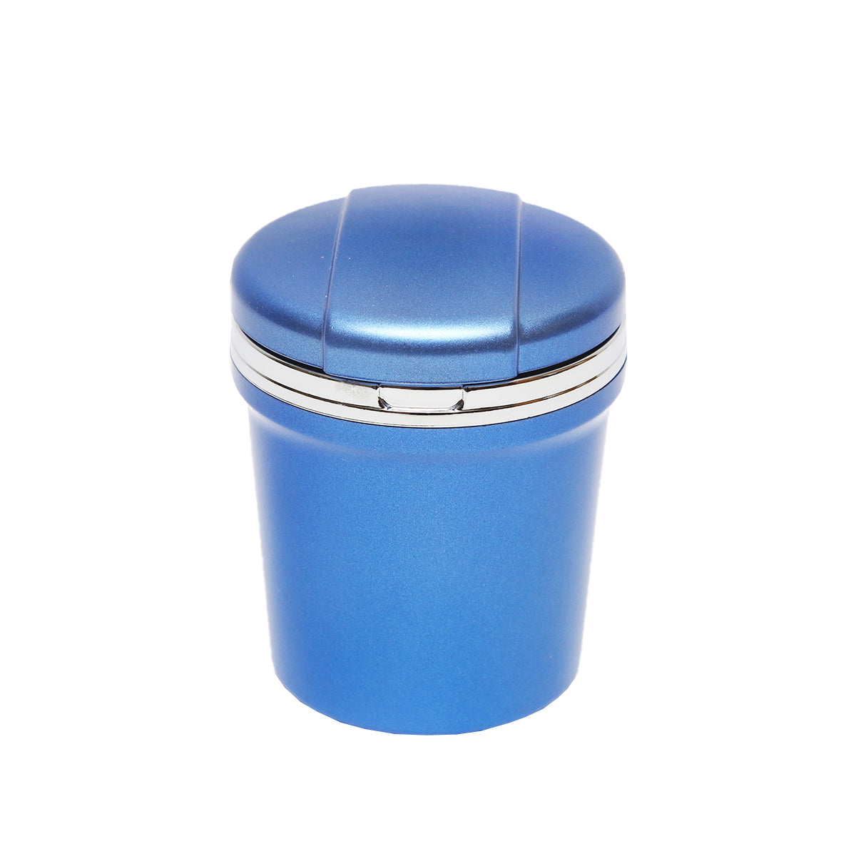 Universal blue-silver car ashtray with multicolored LED light